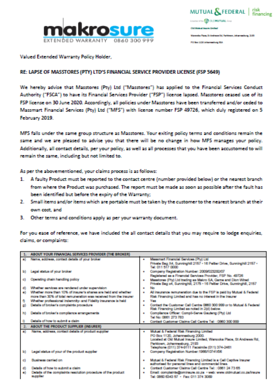 Extended Warranties Makro Online Site